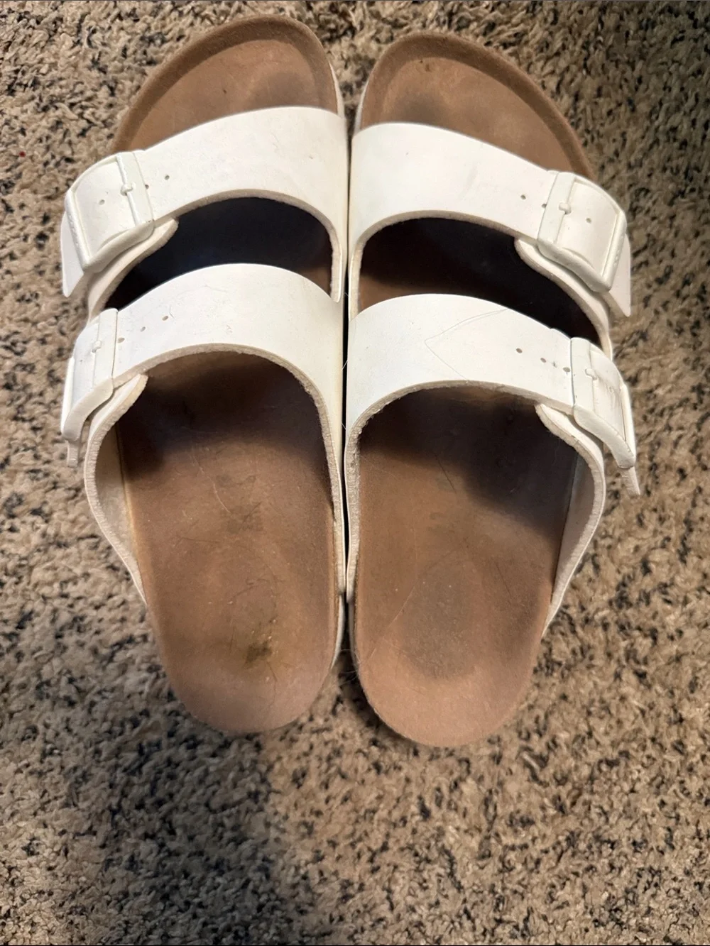 Birkenstock White Double-Buckle Slide Sandals